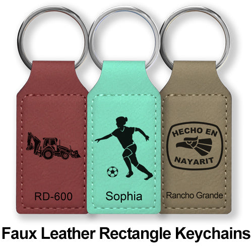 RCH Gifts Personalized Leather Keychain, Leather Keychain Engraved, Engraved keychain/Laser Engraved Gray / M2 / 2 Sides
