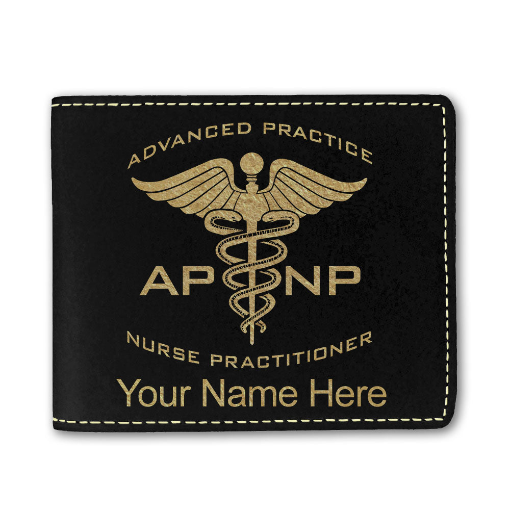 Faux Leather Bi-Fold Wallet, APNP Advanced Practice Nurse Practitioner, Personalized Engraving Included