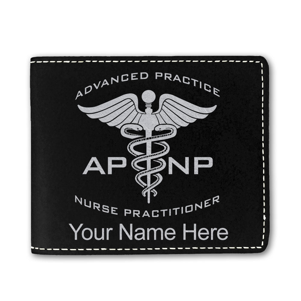 Faux Leather Bi-Fold Wallet, APNP Advanced Practice Nurse Practitioner, Personalized Engraving Included