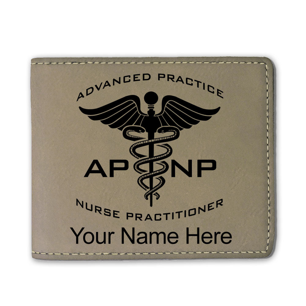 Faux Leather Bi-Fold Wallet, APNP Advanced Practice Nurse Practitioner, Personalized Engraving Included