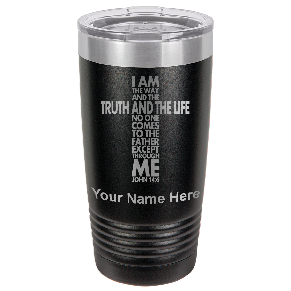 20oz Vacuum Insulated Tumbler Mug, Bible Verse John 14-6, Personalized Engraving Included