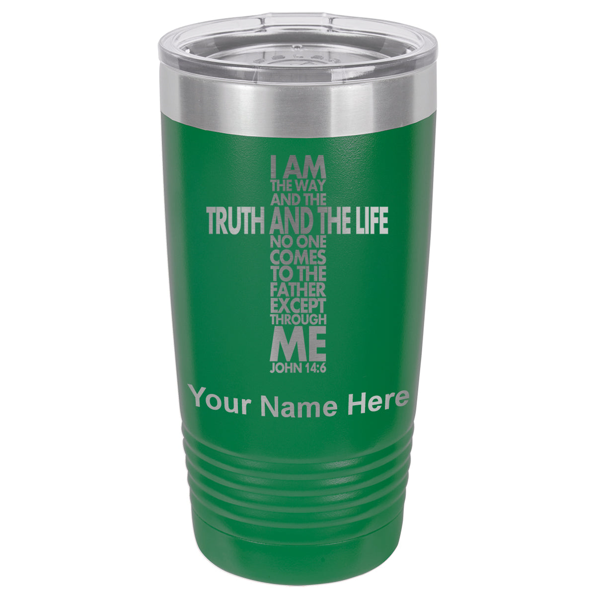20oz Vacuum Insulated Tumbler Mug, Bible Verse John 14-6, Personalized Engraving Included