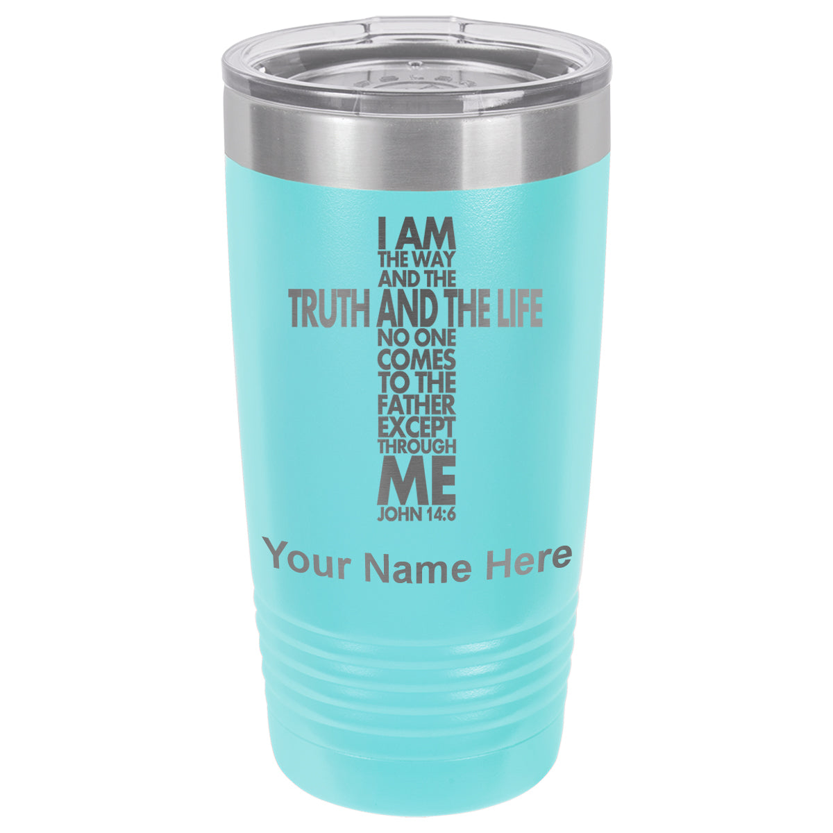 20oz Vacuum Insulated Tumbler Mug, Bible Verse John 14-6, Personalized Engraving Included