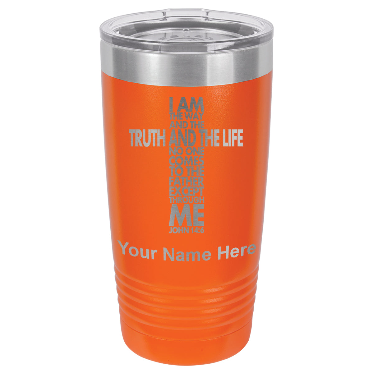 20oz Vacuum Insulated Tumbler Mug, Bible Verse John 14-6, Personalized Engraving Included