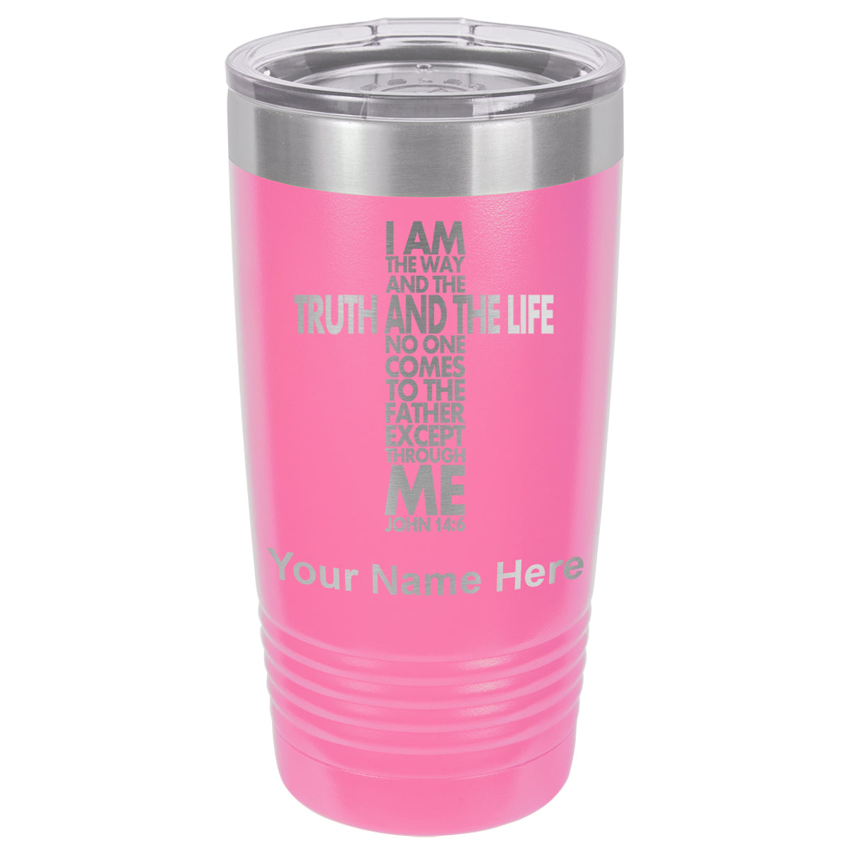 20oz Vacuum Insulated Tumbler Mug, Bible Verse John 14-6, Personalized Engraving Included