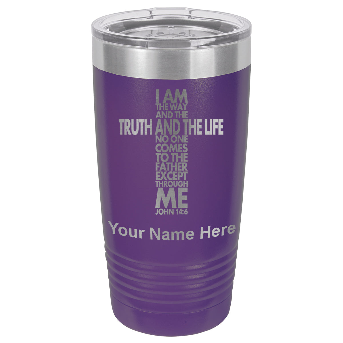 20oz Vacuum Insulated Tumbler Mug, Bible Verse John 14-6, Personalized Engraving Included