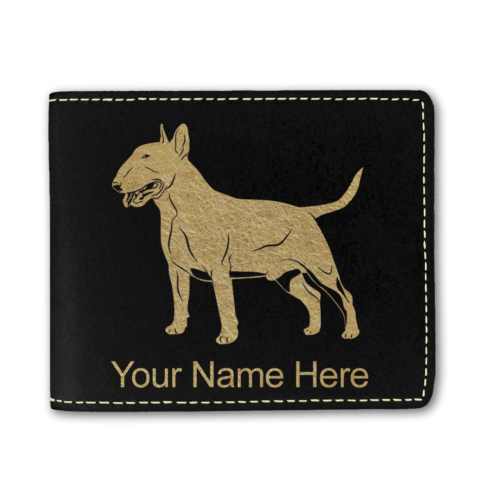 Faux Leather Bi-Fold Wallet, Bull Terrier Dog, Personalized Engraving Included