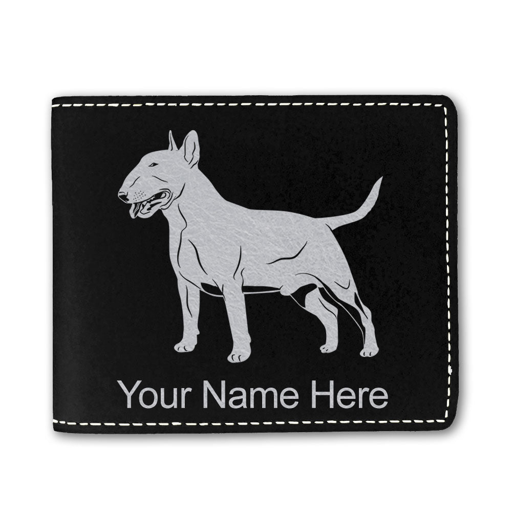 Faux Leather Bi-Fold Wallet, Bull Terrier Dog, Personalized Engraving Included