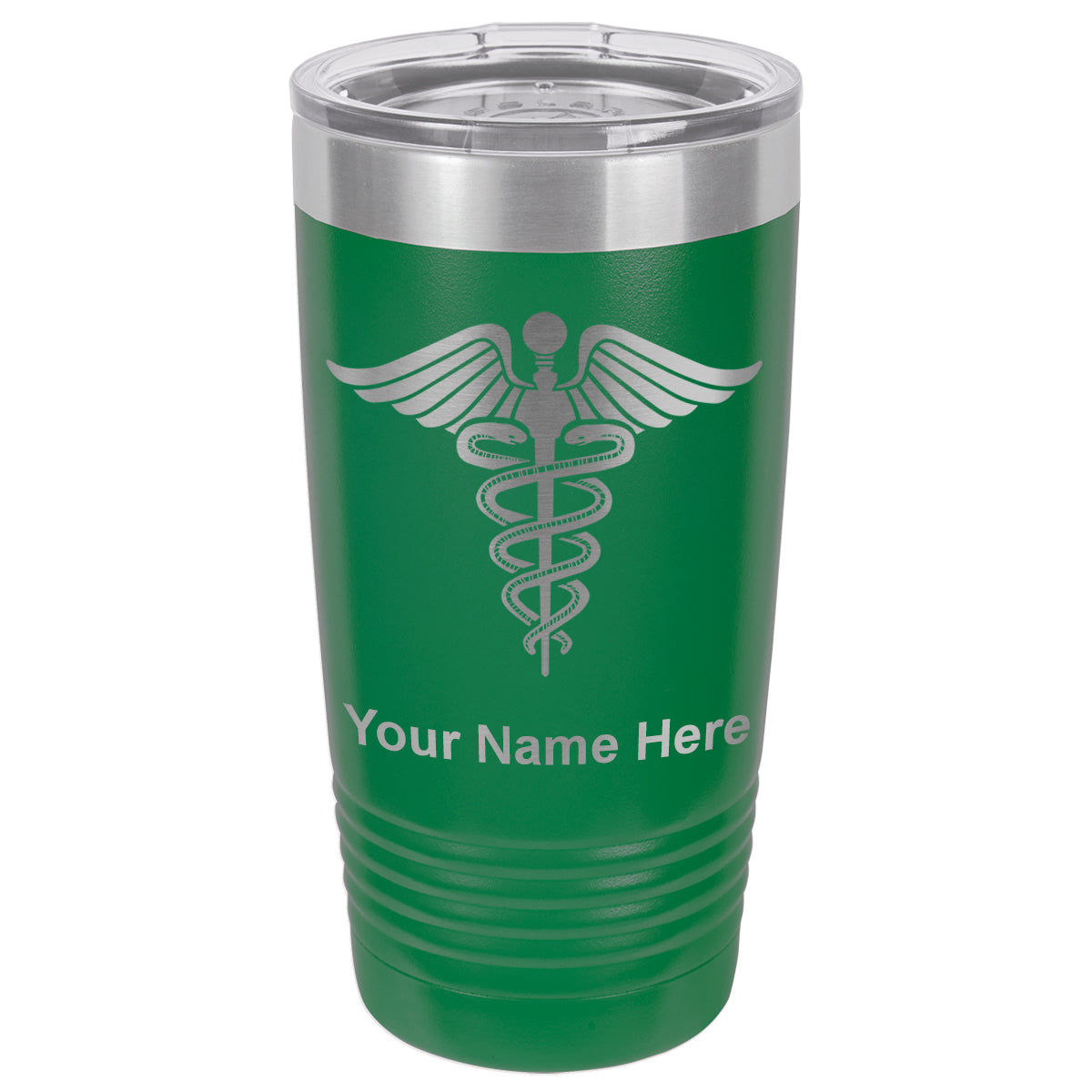 20oz Vacuum Insulated Tumbler Mug, Caduceus Medical Symbol, Personalized Engraving Included