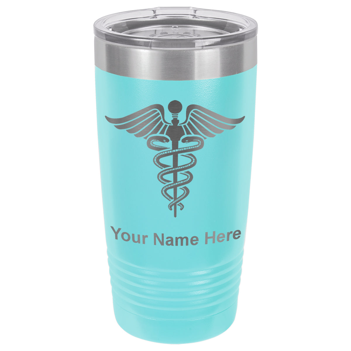 20oz Vacuum Insulated Tumbler Mug, Caduceus Medical Symbol, Personalized Engraving Included