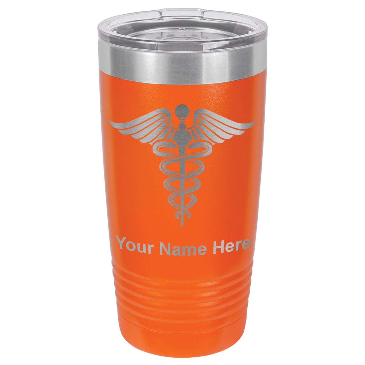 20oz Vacuum Insulated Tumbler Mug, Caduceus Medical Symbol, Personalized Engraving Included