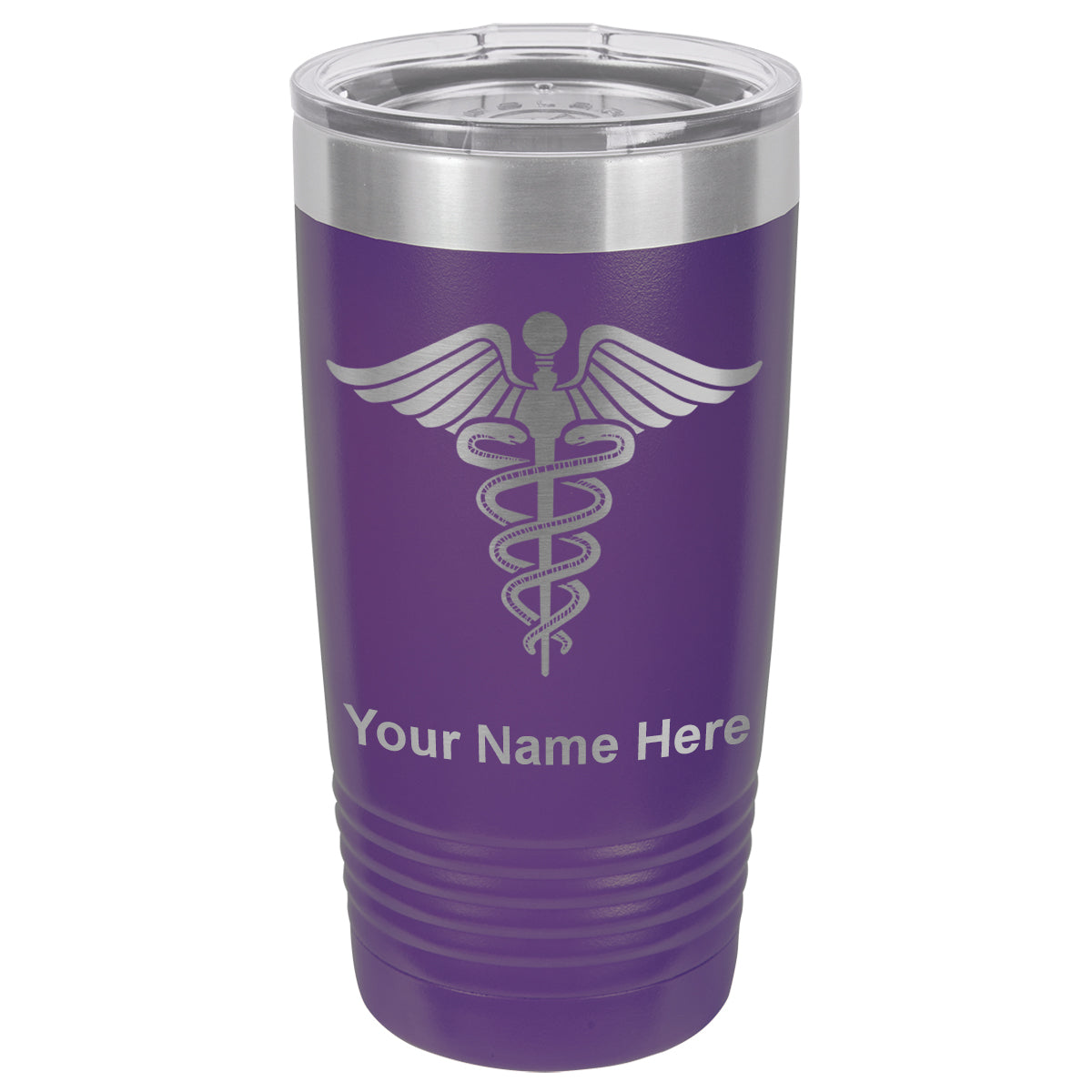 20oz Vacuum Insulated Tumbler Mug, Caduceus Medical Symbol, Personalized Engraving Included