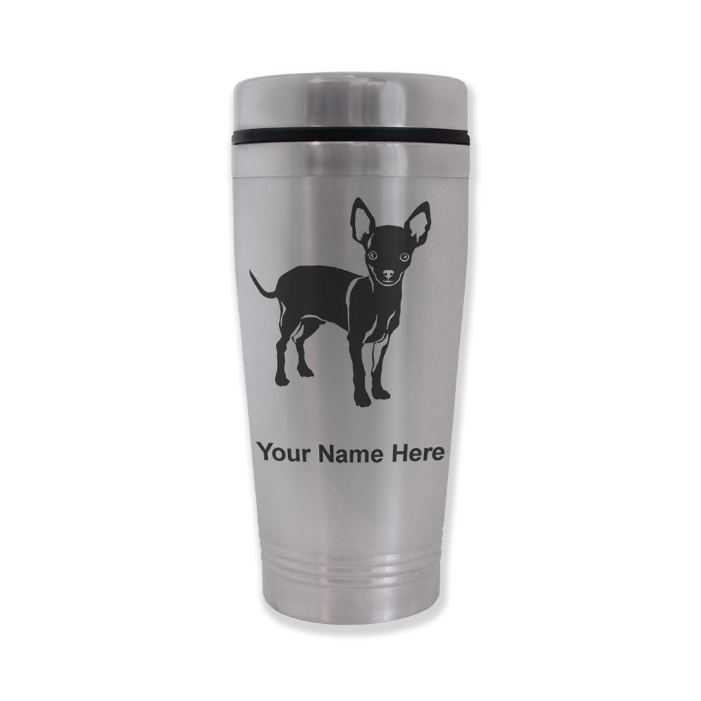 Commuter Travel Mug, Chihuahua Dog, Personalized Engraving Included