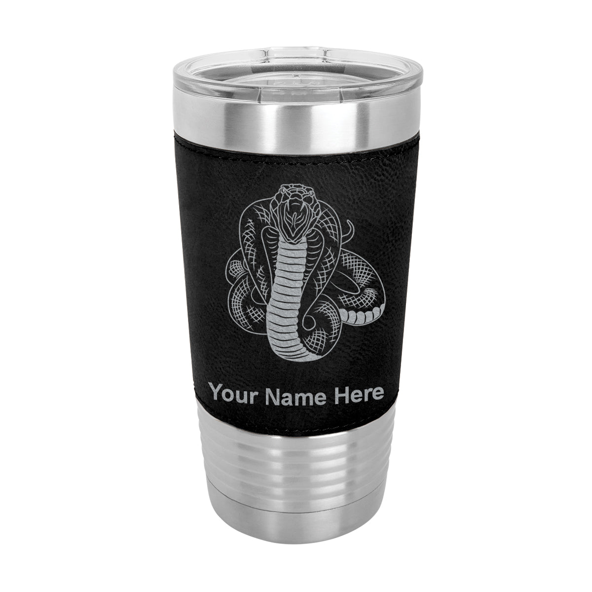 20oz Faux Leather Tumbler Mug, Cobra Snake, Personalized Engraving Included - LaserGram Custom Engraved Gifts