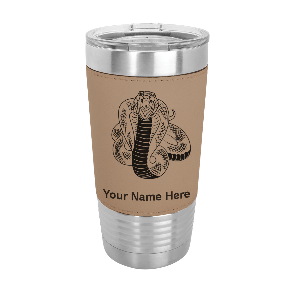 20oz Faux Leather Tumbler Mug, Cobra Snake, Personalized Engraving Included - LaserGram Custom Engraved Gifts