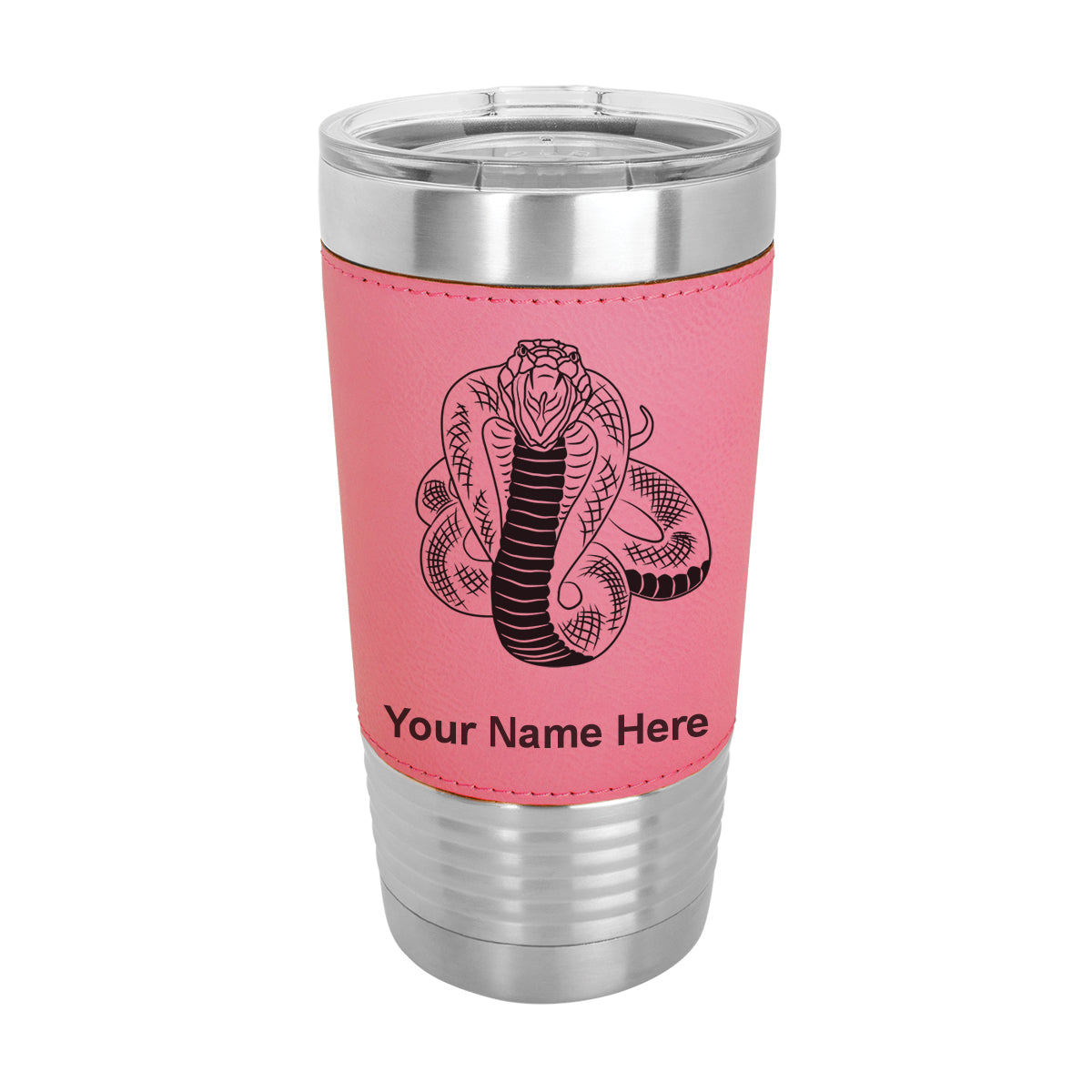 20oz Faux Leather Tumbler Mug, Cobra Snake, Personalized Engraving Included - LaserGram Custom Engraved Gifts