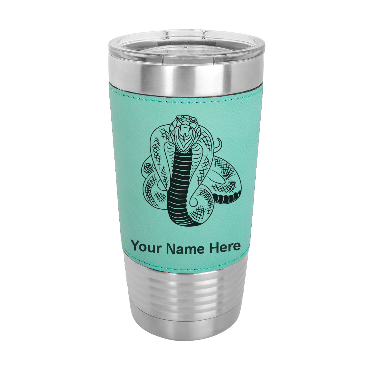 20oz Faux Leather Tumbler Mug, Cobra Snake, Personalized Engraving Included - LaserGram Custom Engraved Gifts