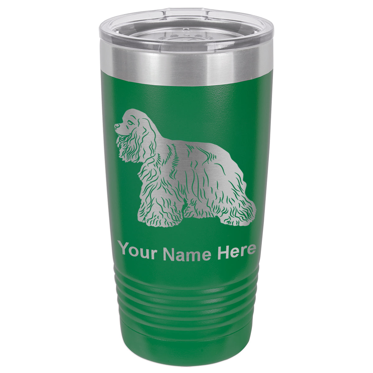 20oz Vacuum Insulated Tumbler Mug, Cocker Spaniel Dog, Personalized Engraving Included