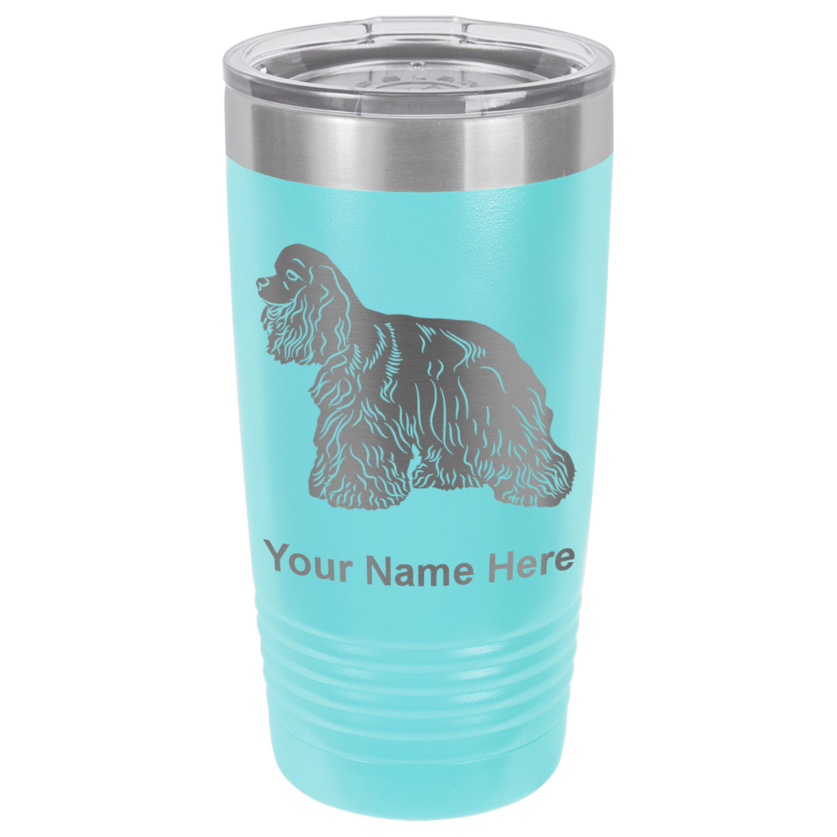 20oz Vacuum Insulated Tumbler Mug, Cocker Spaniel Dog, Personalized Engraving Included