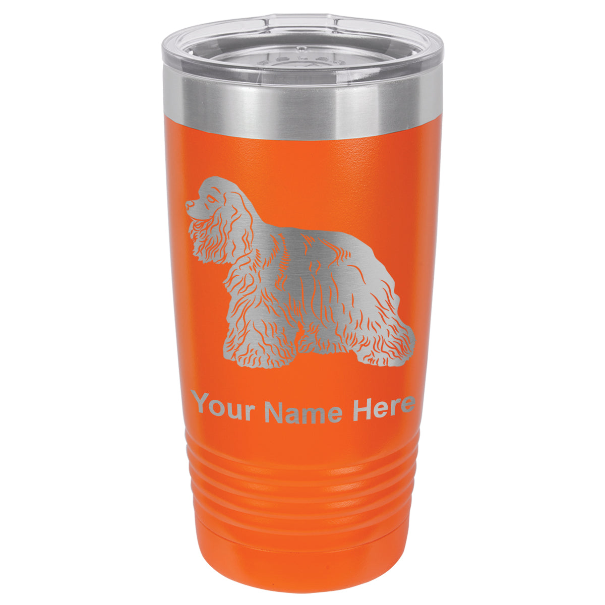 20oz Vacuum Insulated Tumbler Mug, Cocker Spaniel Dog, Personalized Engraving Included