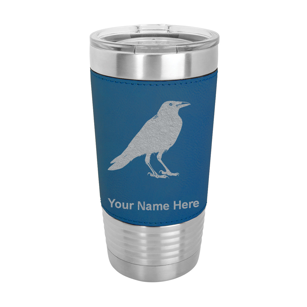 20oz Faux Leather Tumbler Mug, Crow, Personalized Engraving Included - LaserGram Custom Engraved Gifts