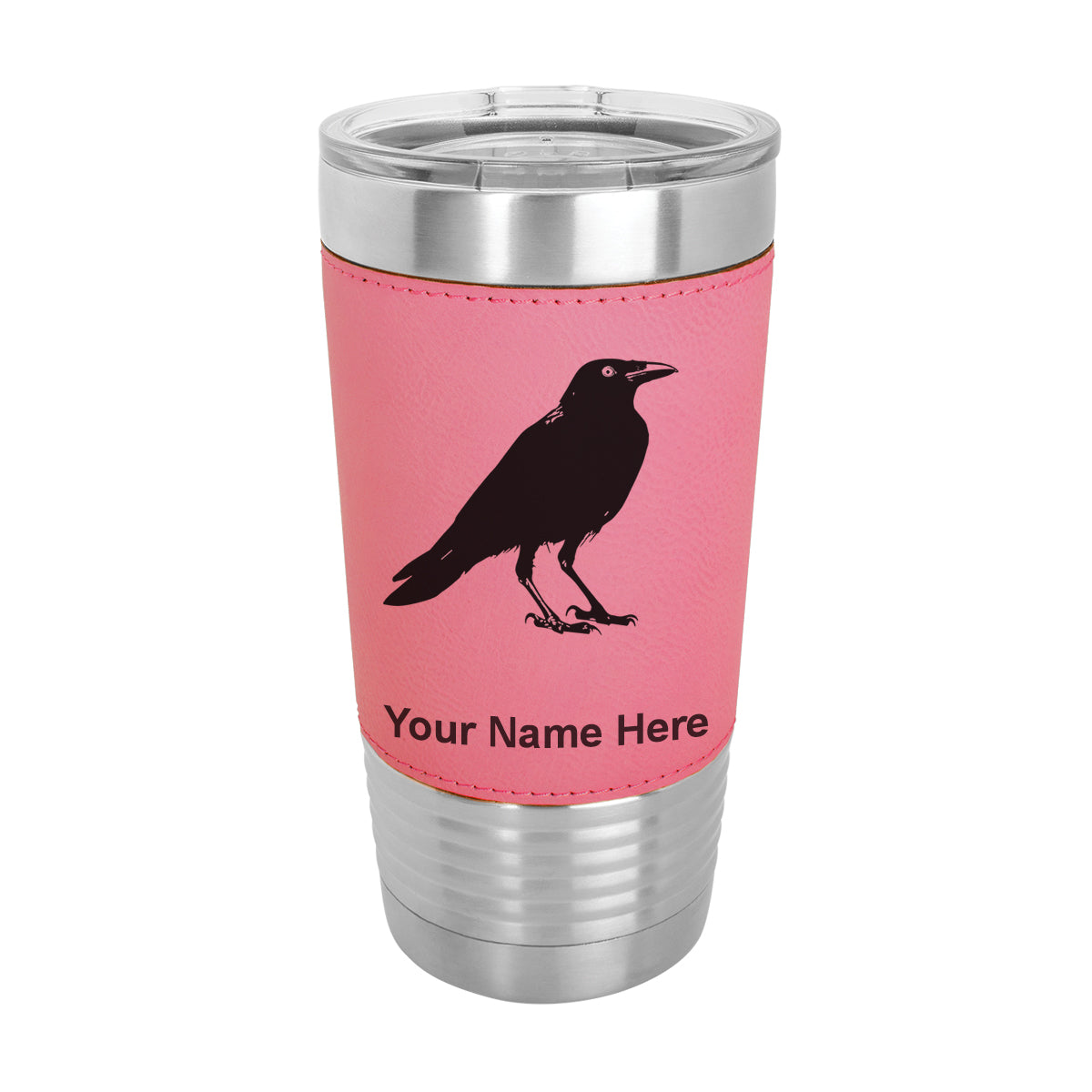 20oz Faux Leather Tumbler Mug, Crow, Personalized Engraving Included - LaserGram Custom Engraved Gifts