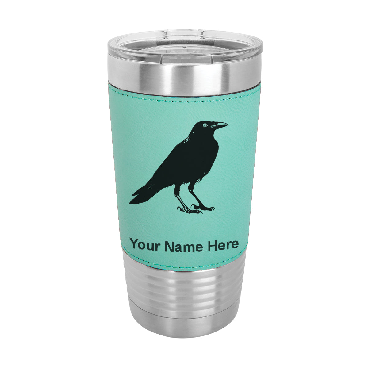 20oz Faux Leather Tumbler Mug, Crow, Personalized Engraving Included - LaserGram Custom Engraved Gifts