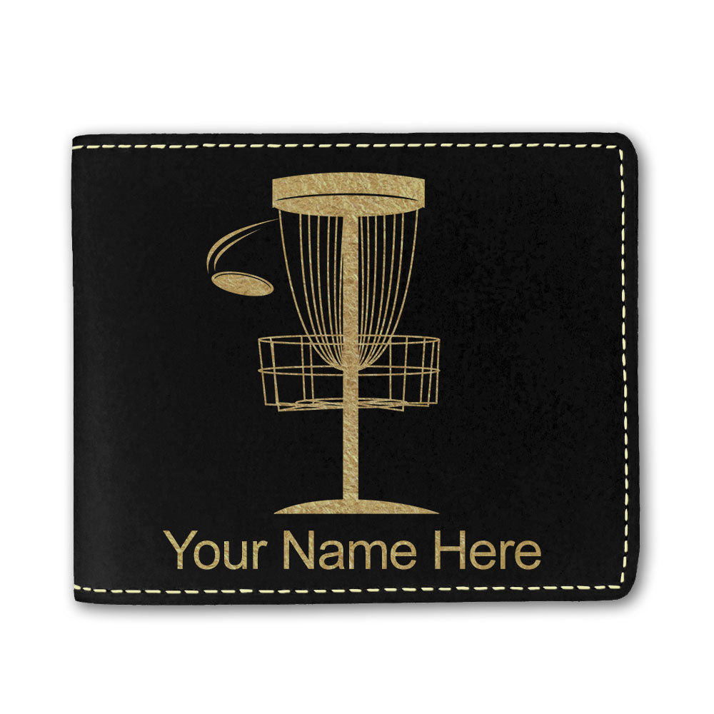 Faux Leather Bi-Fold Wallet, Disc Golf, Personalized Engraving Included