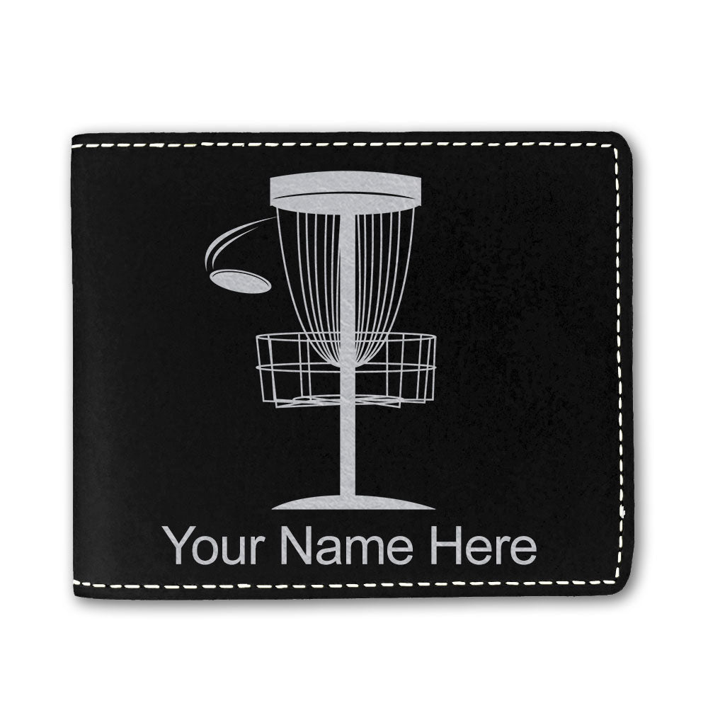 Faux Leather Bi-Fold Wallet, Disc Golf, Personalized Engraving Included