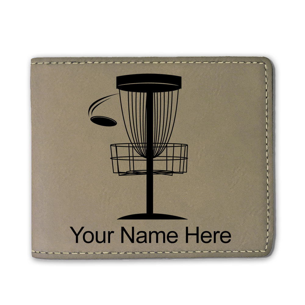 Faux Leather Bi-Fold Wallet, Disc Golf, Personalized Engraving Included