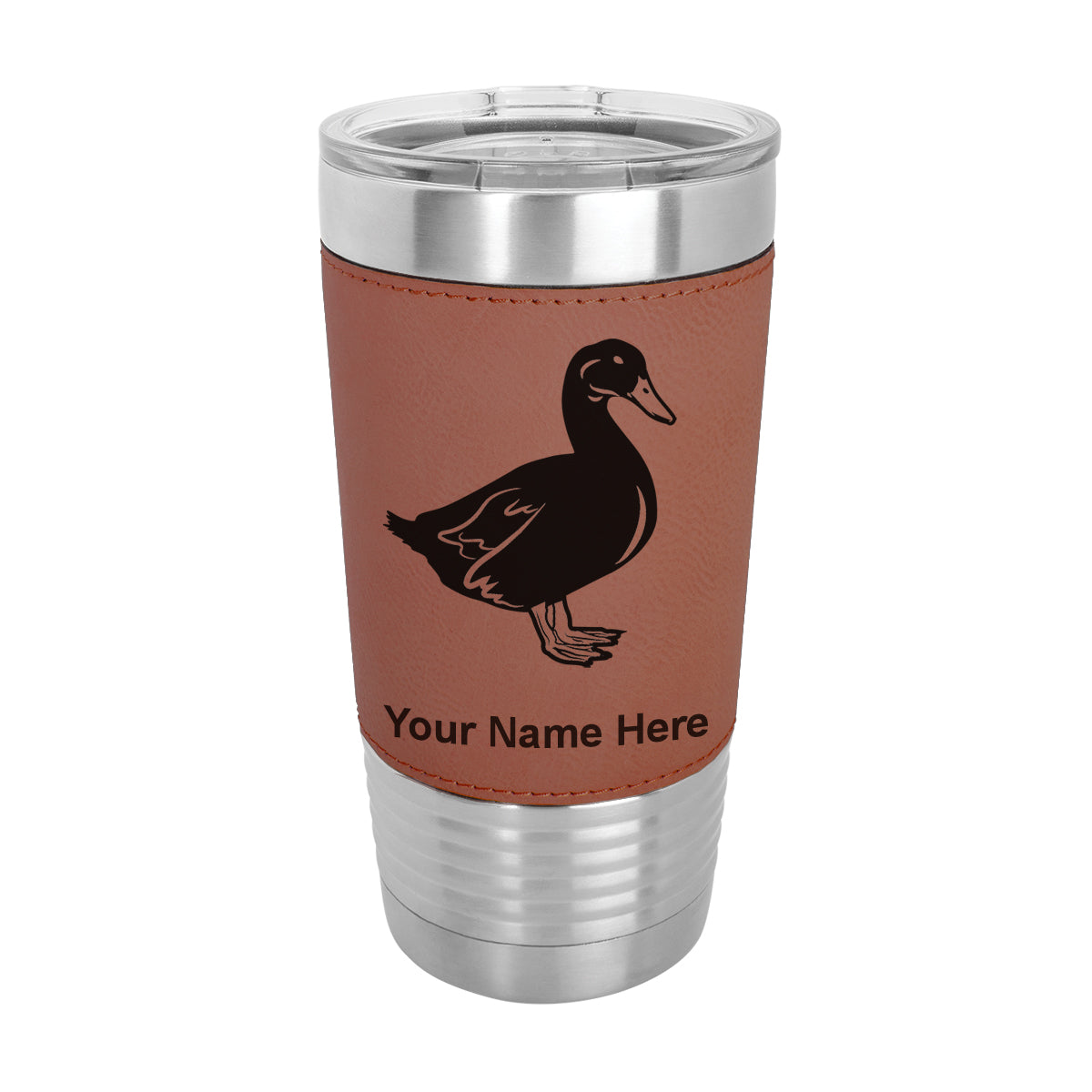 20oz Faux Leather Tumbler Mug, Duck, Personalized Engraving Included - LaserGram Custom Engraved Gifts