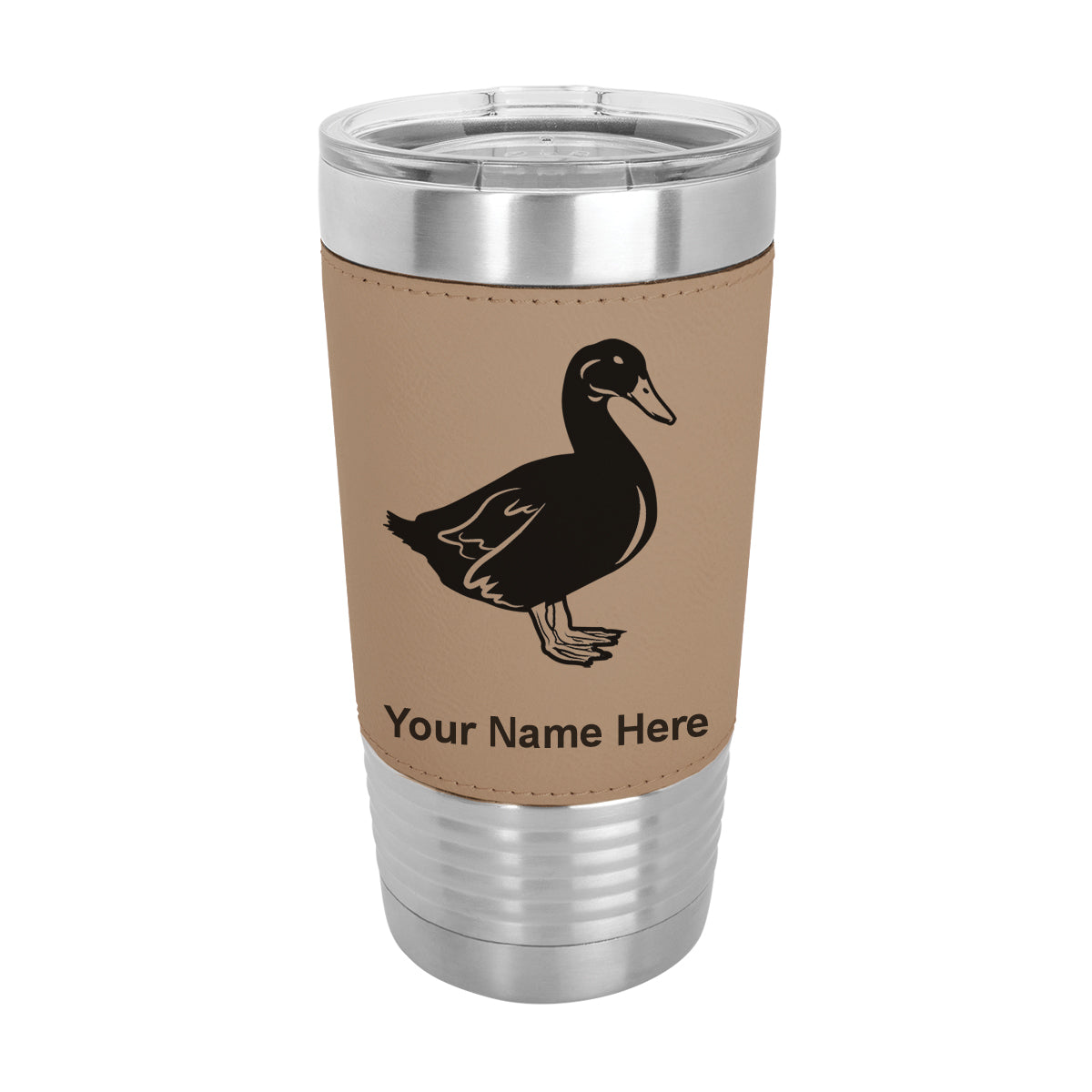 20oz Faux Leather Tumbler Mug, Duck, Personalized Engraving Included - LaserGram Custom Engraved Gifts