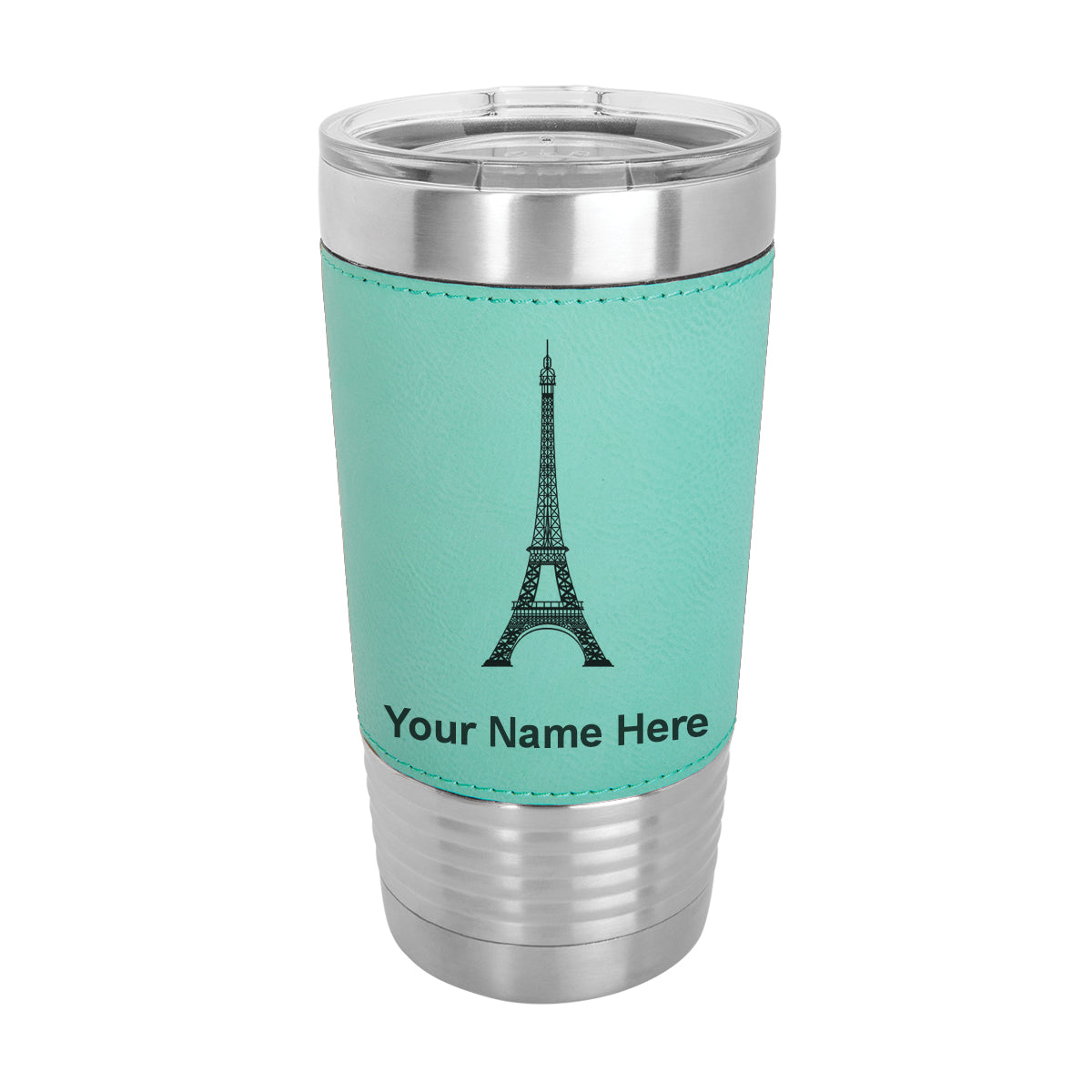 20oz Faux Leather Tumbler Mug, Eiffel Tower, Personalized Engraving Included - LaserGram Custom Engraved Gifts