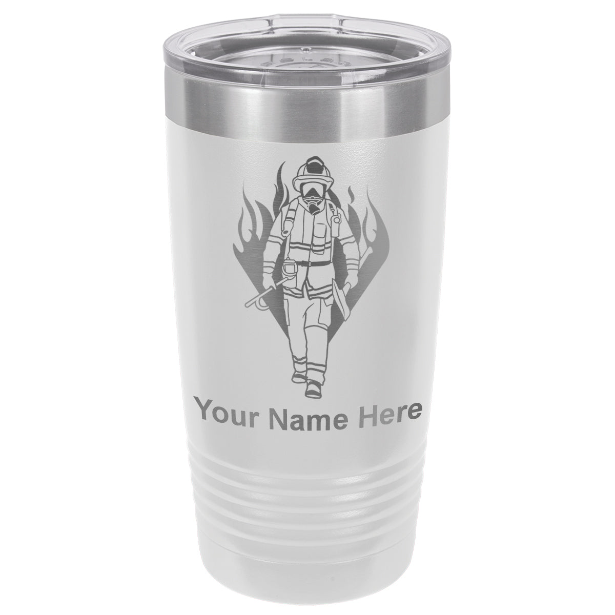 20oz Vacuum Insulated Tumbler Mug, Fireman, Personalized Engraving Included