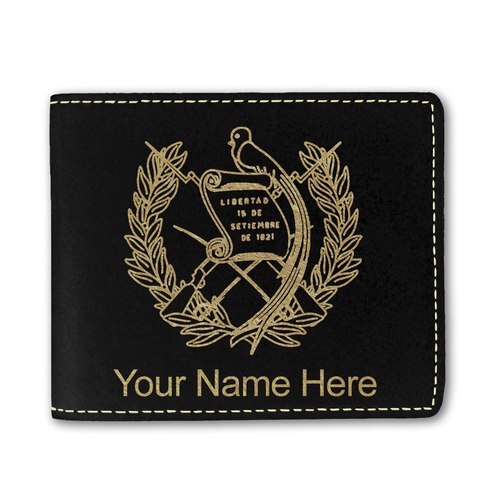 Faux Leather Bi-Fold Wallet, Flag of Guatemala, Personalized Engraving Included