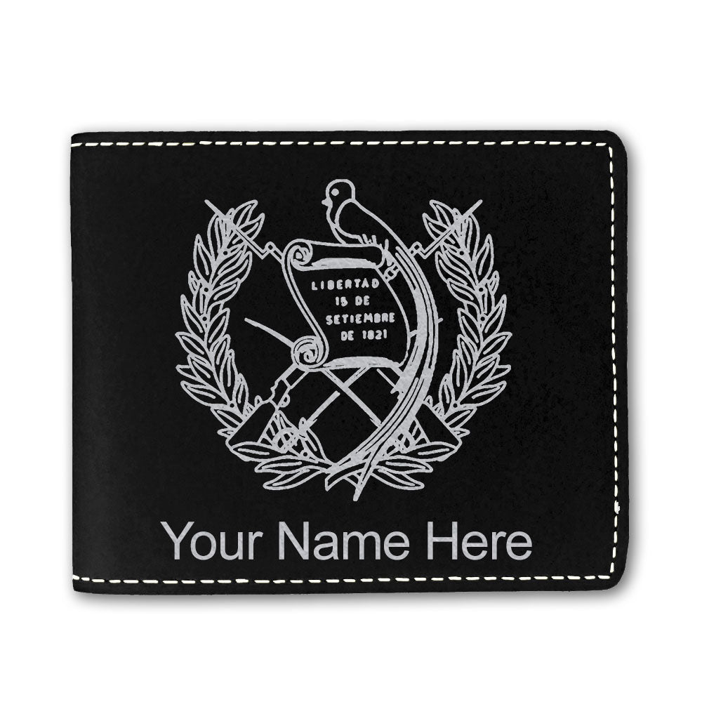 Faux Leather Bi-Fold Wallet, Flag of Guatemala, Personalized Engraving Included