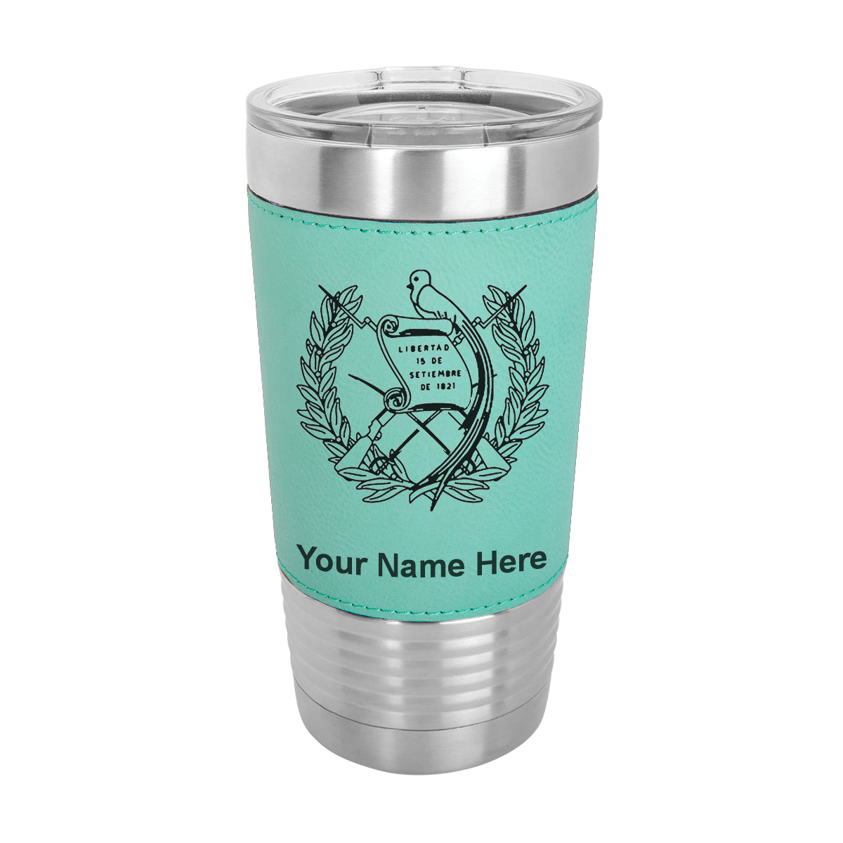 20oz Faux Leather Tumbler Mug, Flag of Guatemala, Personalized Engraving Included - LaserGram Custom Engraved Gifts