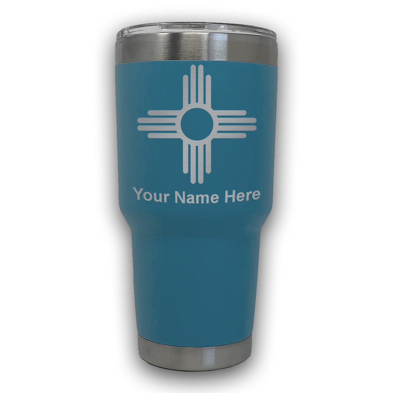 LaserGram 30oz Tumbler Mug, Flag of New Mexico, Personalized Engraving Included