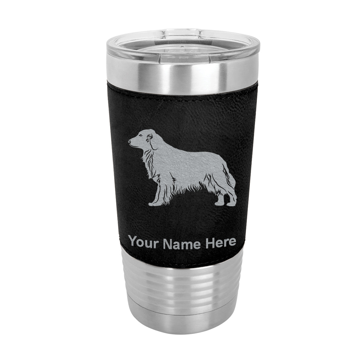 20oz Faux Leather Tumbler Mug, Golden Retriever Dog, Personalized Engraving Included - LaserGram Custom Engraved Gifts