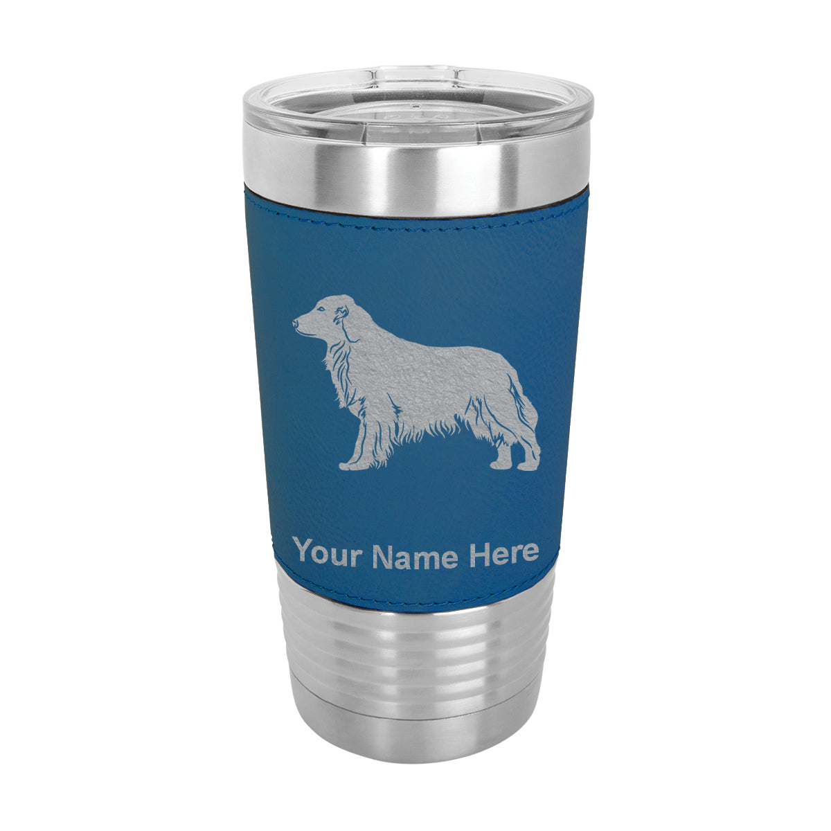 20oz Faux Leather Tumbler Mug, Golden Retriever Dog, Personalized Engraving Included - LaserGram Custom Engraved Gifts
