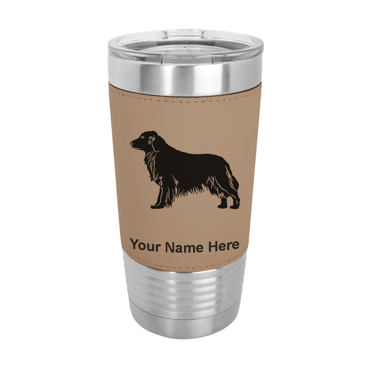 20oz Faux Leather Tumbler Mug, Golden Retriever Dog, Personalized Engraving Included - LaserGram Custom Engraved Gifts