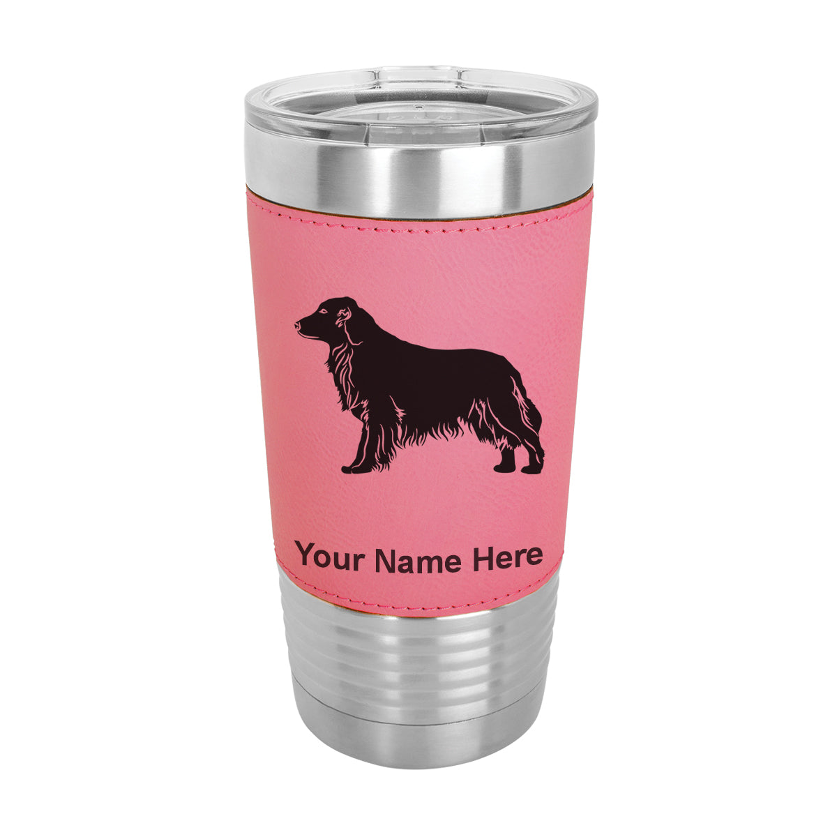 20oz Faux Leather Tumbler Mug, Golden Retriever Dog, Personalized Engraving Included - LaserGram Custom Engraved Gifts