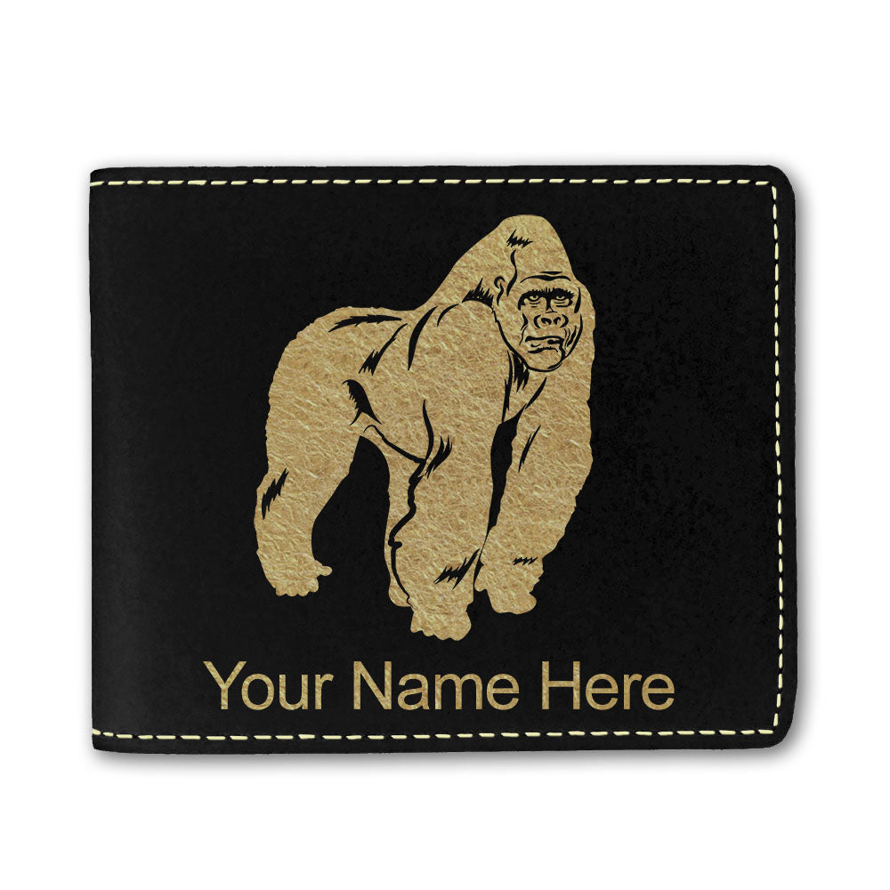 Faux Leather Bi-Fold Wallet, Gorilla, Personalized Engraving Included