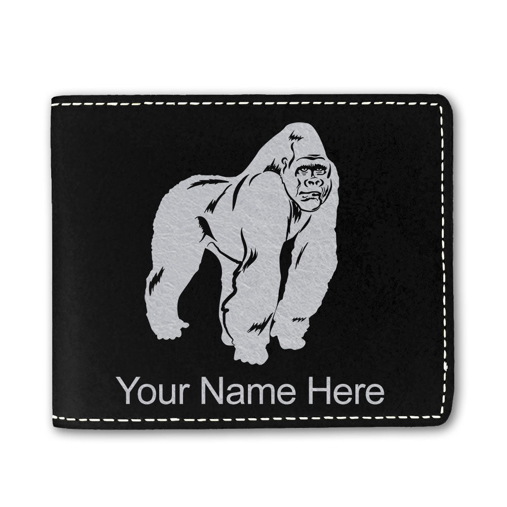 Faux Leather Bi-Fold Wallet, Gorilla, Personalized Engraving Included