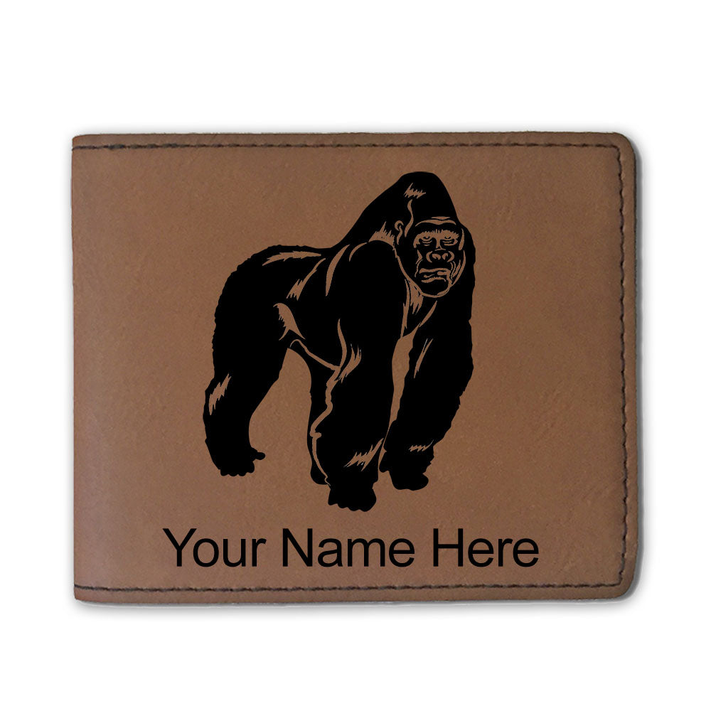 Faux Leather Bi-Fold Wallet, Gorilla, Personalized Engraving Included