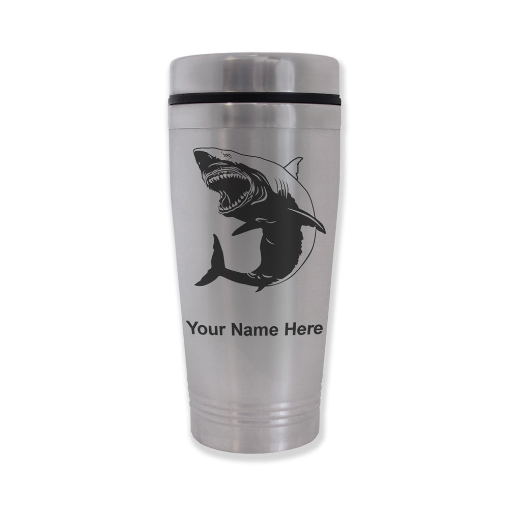 Commuter Travel Mug, Great White Shark, Personalized Engraving Included