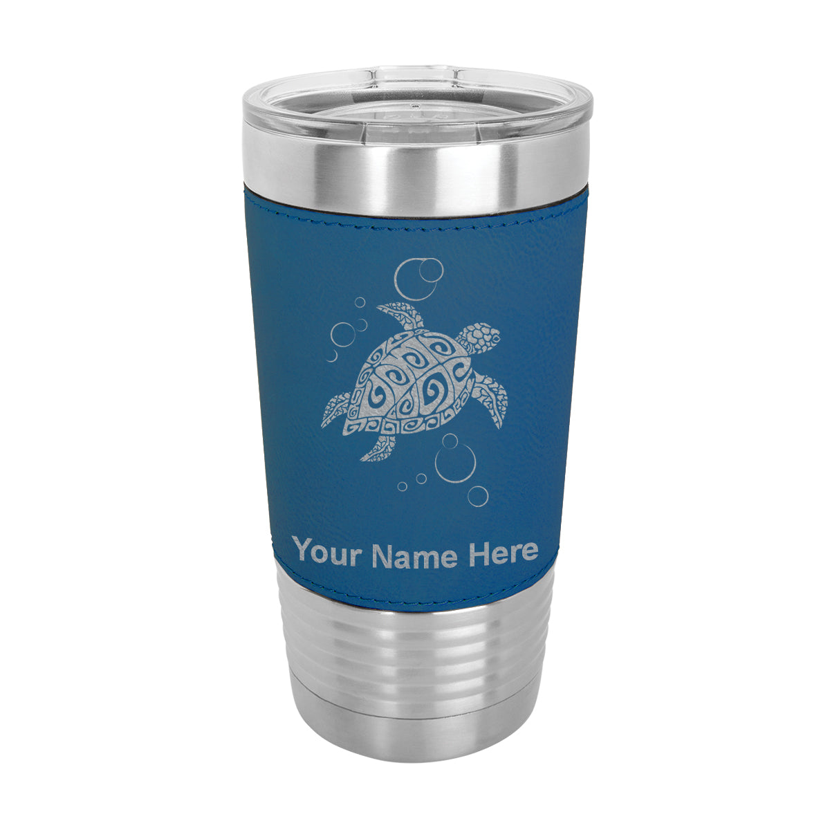 20oz Faux Leather Tumbler Mug, Hawaiian Sea Turtle, Personalized Engraving Included - LaserGram Custom Engraved Gifts