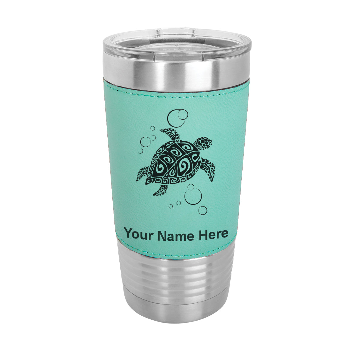 20oz Faux Leather Tumbler Mug, Hawaiian Sea Turtle, Personalized Engraving Included - LaserGram Custom Engraved Gifts