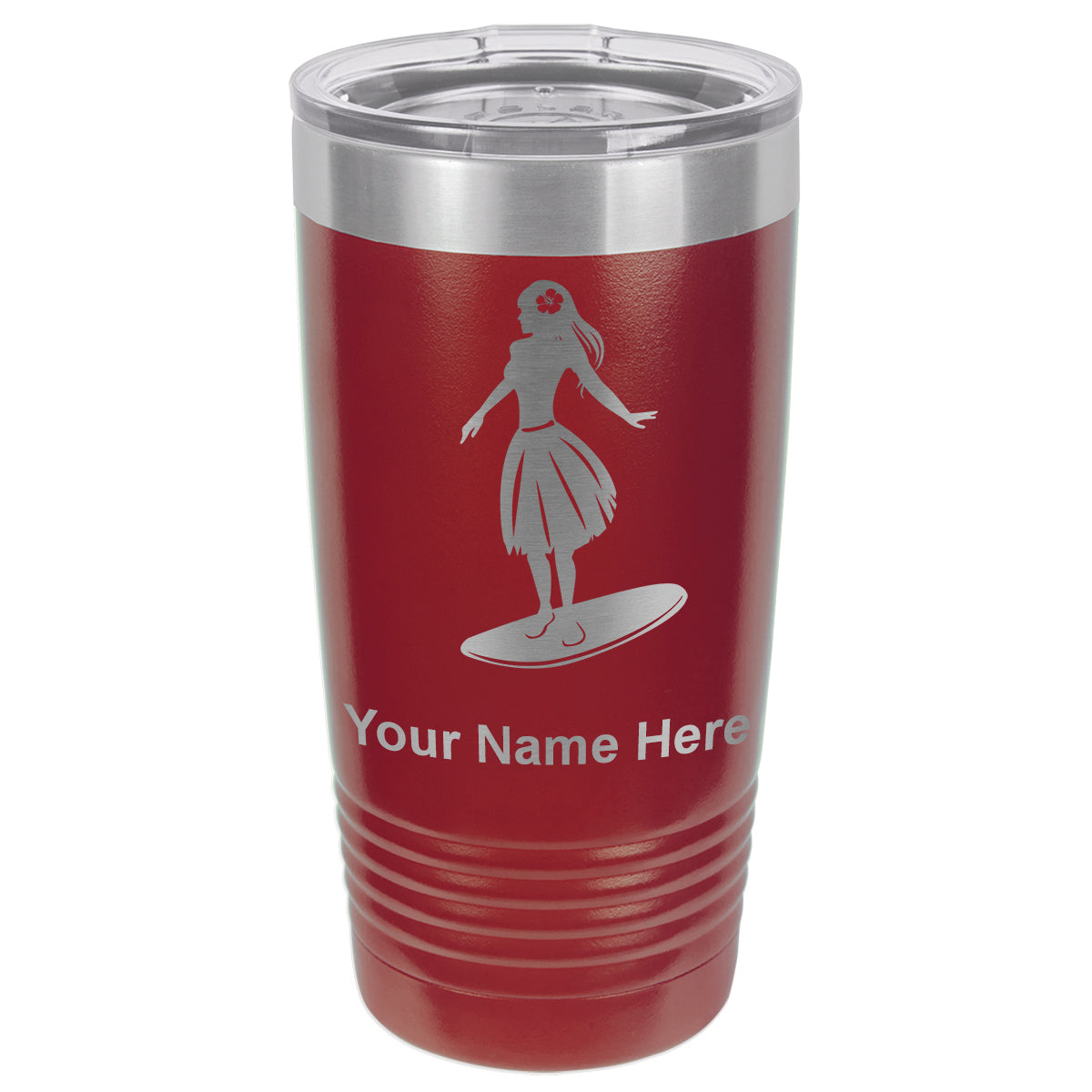 20oz Vacuum Insulated Tumbler Mug, Hawaiian Surfer Girl, Personalized Engraving Included