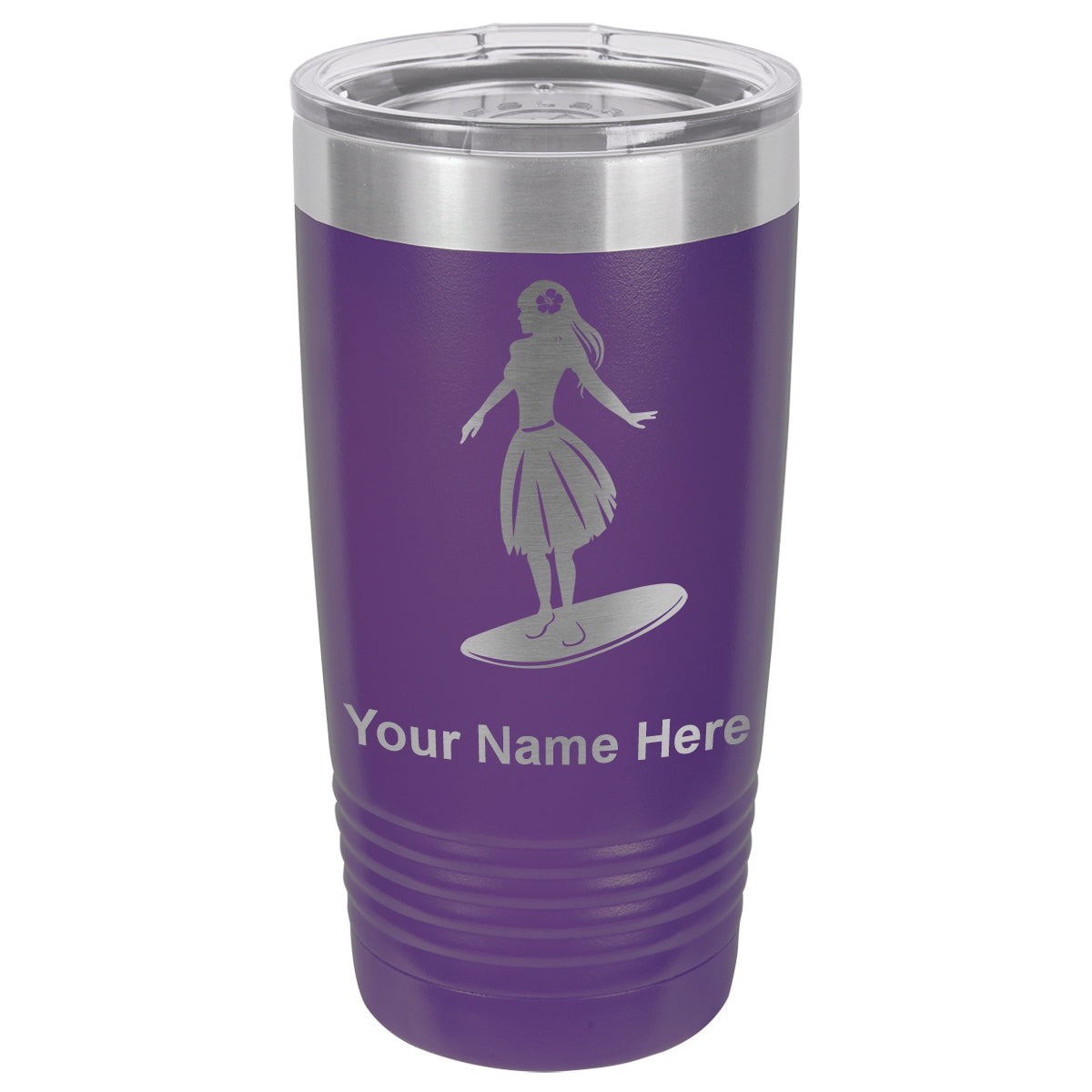 20oz Vacuum Insulated Tumbler Mug, Hawaiian Surfer Girl, Personalized Engraving Included